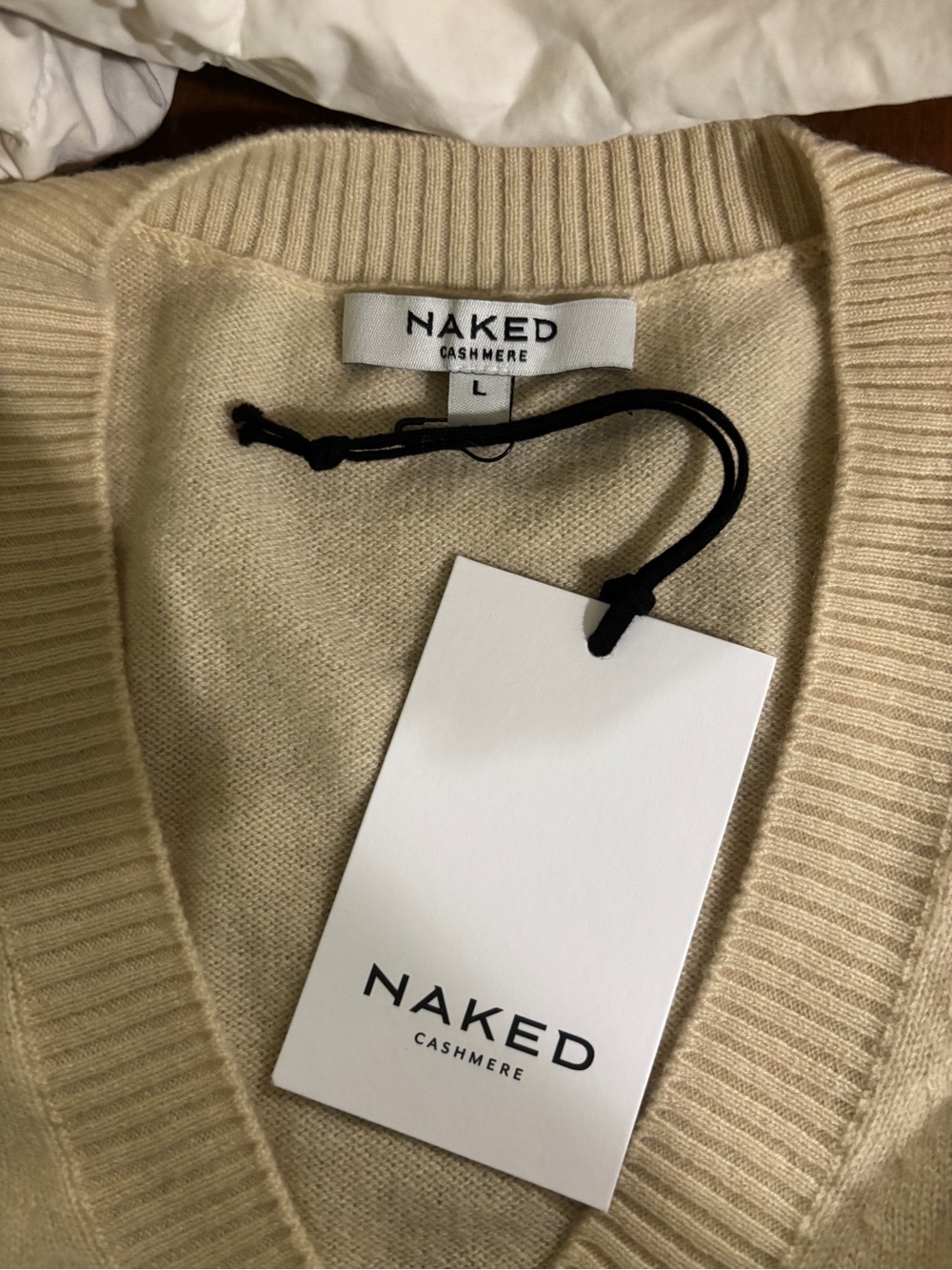 NakedCashmere Cream V-Neck Cashmere Sweater